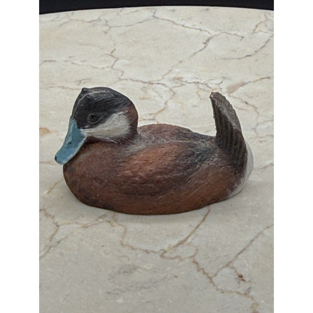 Ducks Unlimited Jett Brunet Ruddy Duck Miniature Decoy Figurine Resin Signed